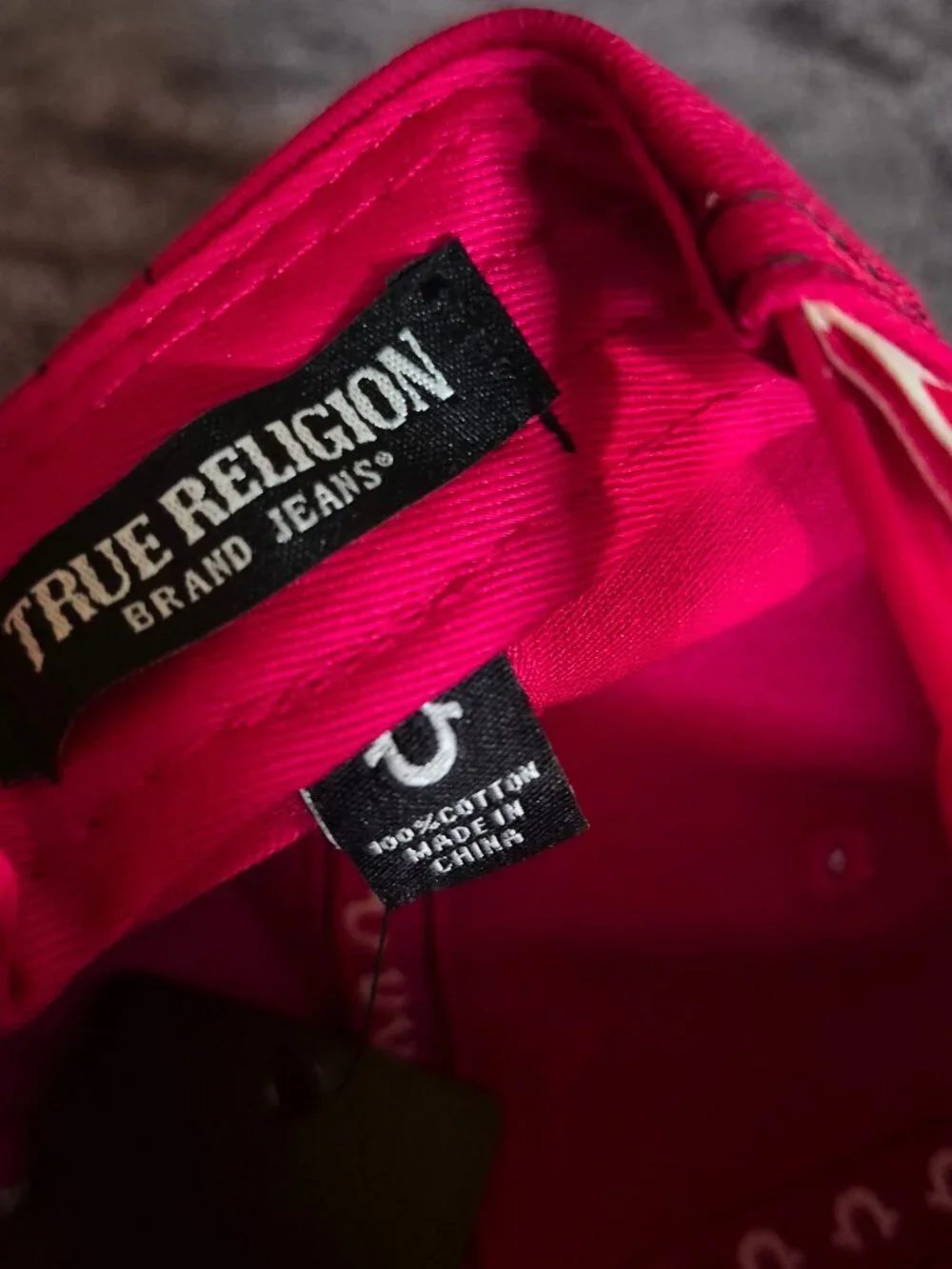 True Religion Hat Red Contrast Stitch Snapback